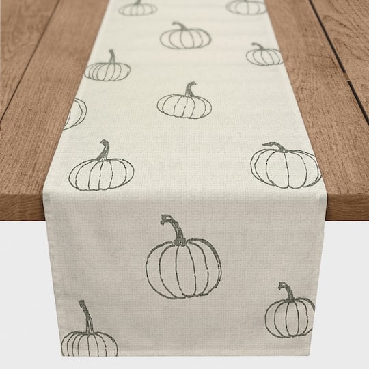 72&#x27;&#x27; Gray Mini Pumpkin Pattern Cotton Twill Runner